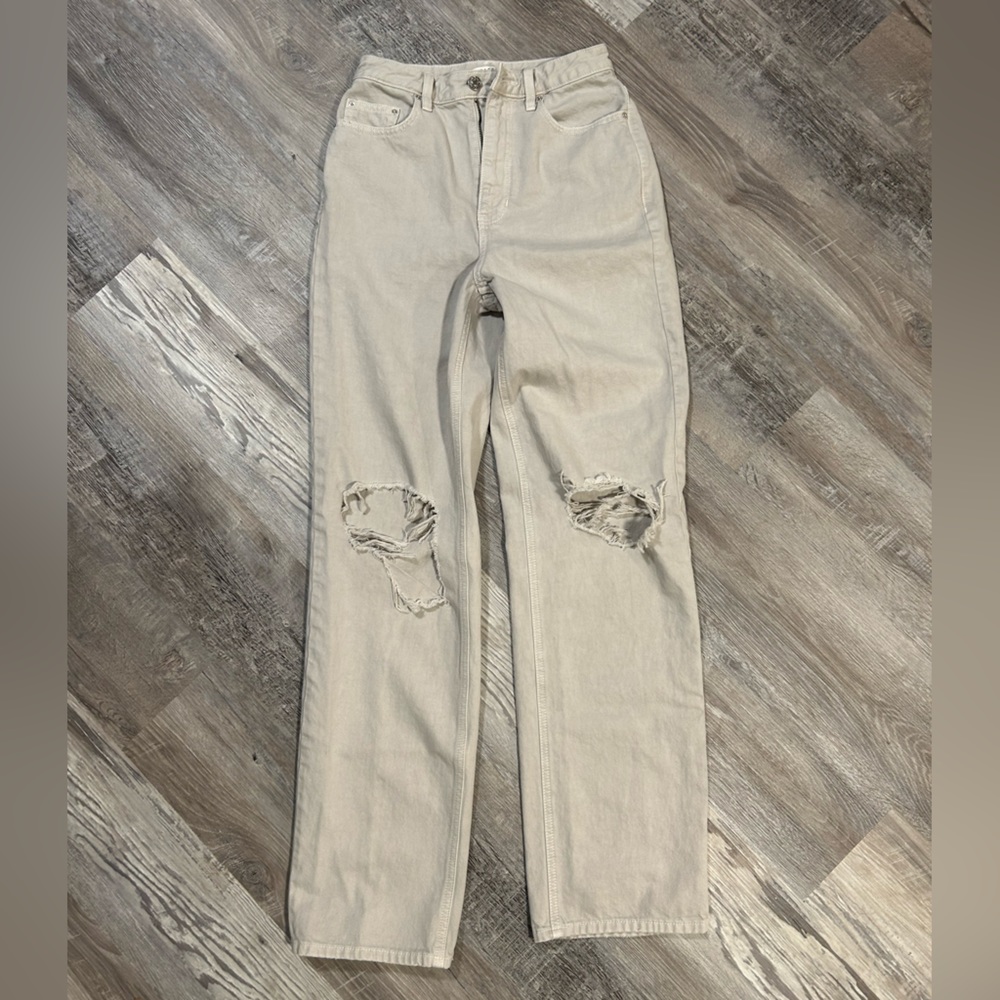 Pac Sun womens Pretorn cream-colored jeans | size: 26